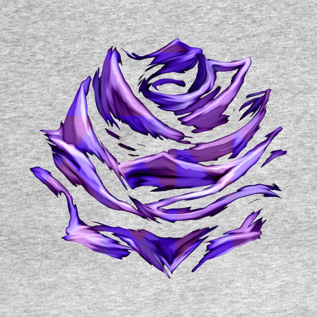 Purple Blue Rose Abstract Art Flower Colorful Brush Painting by twizzler3b